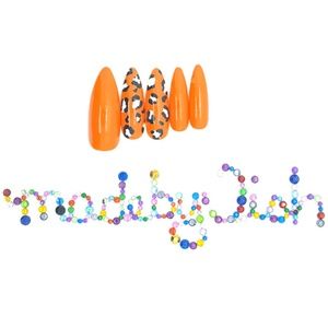 Animal Print Orange Black Stiletto Press On Nails